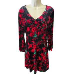 Red Floral Black Velvet Dress size M Children's Place Mommy and Me long sleeve